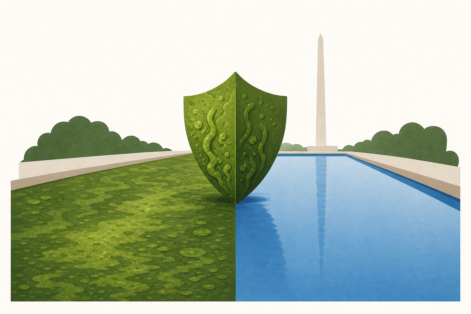 Algae thwarts Trump’s $14.2m attempt to turn reflecting pool ‘American flag blue’