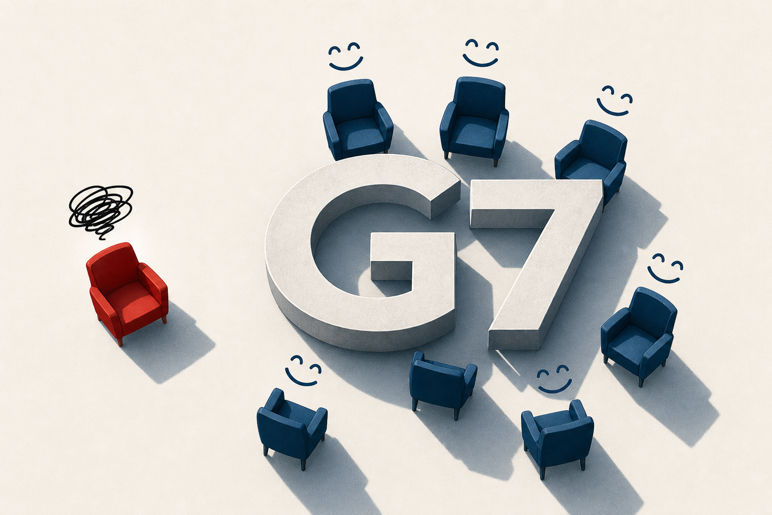 Trump looks awkward in bizarre aerial photo of grinning G7 leaders