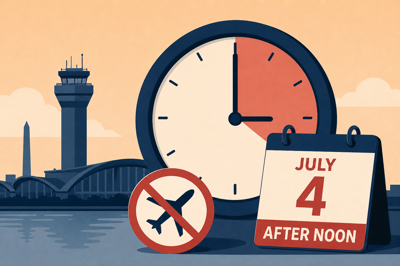 Flights at Reagan National Airport to stop after noon on July 4