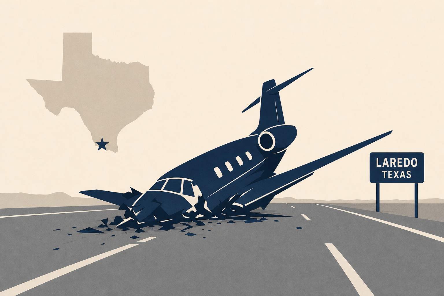 Private Jet Crashes on Highway in Laredo, Texas, Killing 1