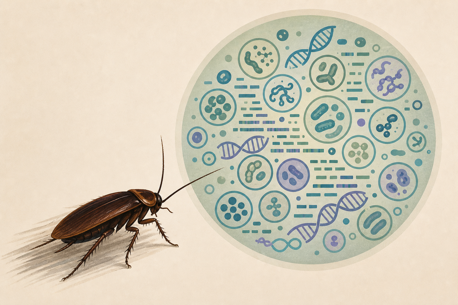 Cockroaches scurry around with thousands of pieces of bacterial genomes