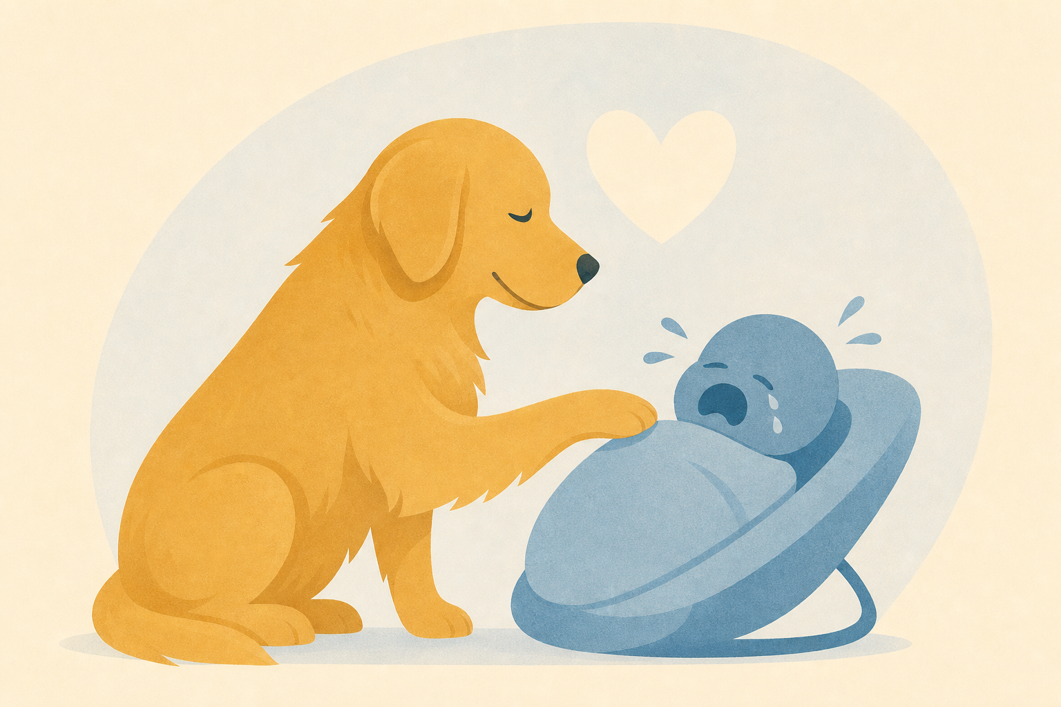 Golden Retriever Uses the Best Trick He Knows To Calm Crying Baby