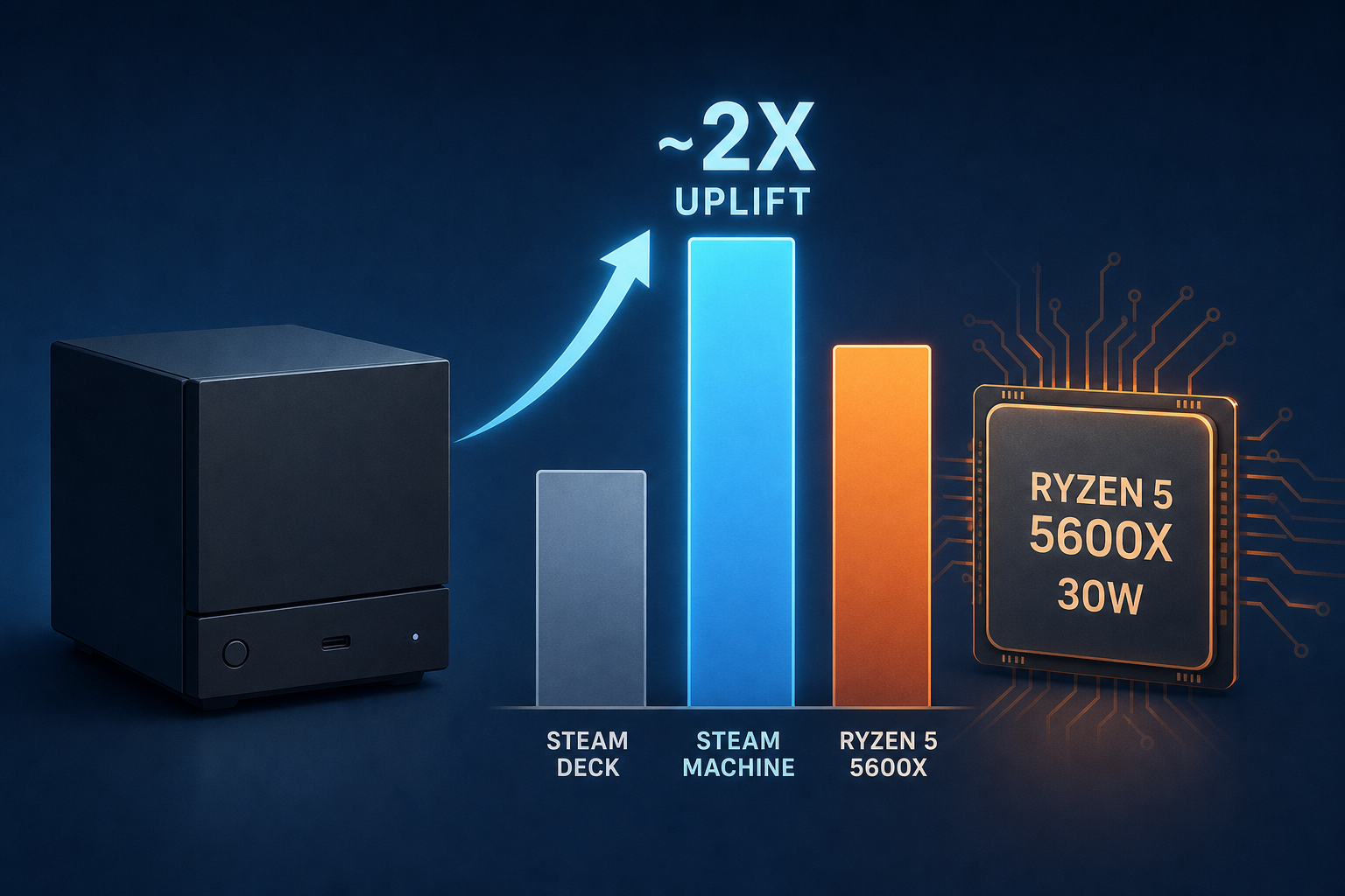 Valve Steam Machine Benchmarks Show Near Twice The Uplift Over Steam Deck & Comparable To Ryzen 5 5600X at 30W