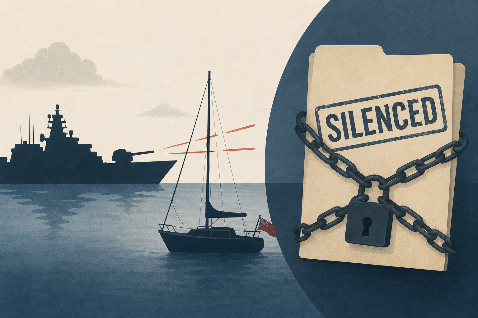 A Russian warship fired warning shots at an elderly British couple near the Isle of Wight. Now the couple says the UK is trying to hush it up.