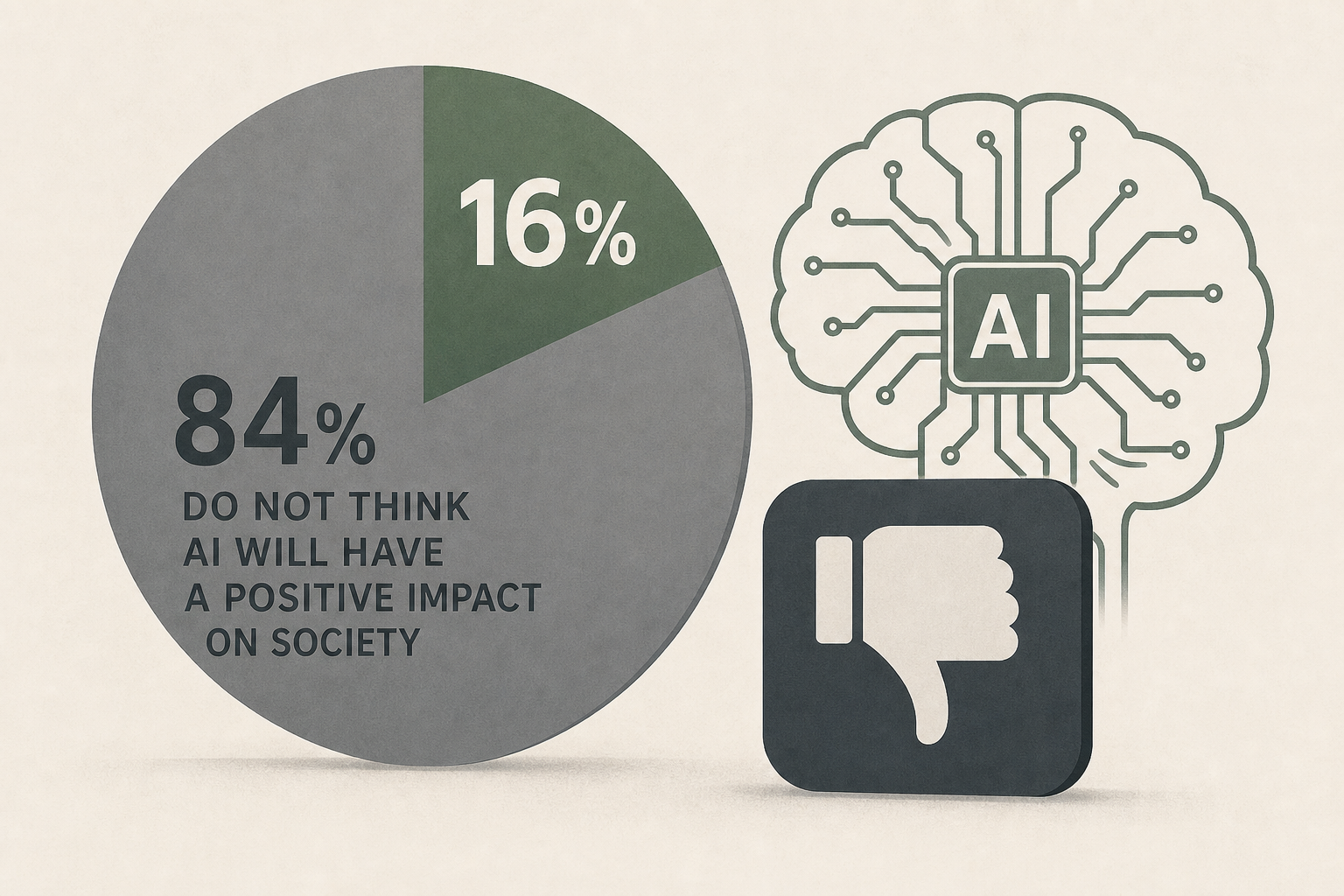 Only 16 percent of Americans think AI will have a positive impact on society, a new study shows