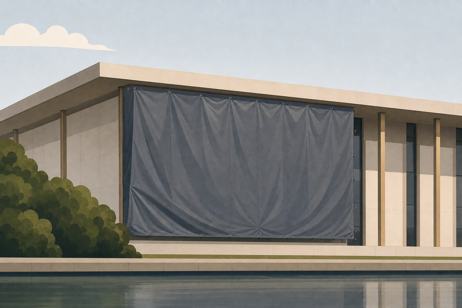 Kennedy Center Keeps Up Tarp Covering Where Trump’s Name Was Removed