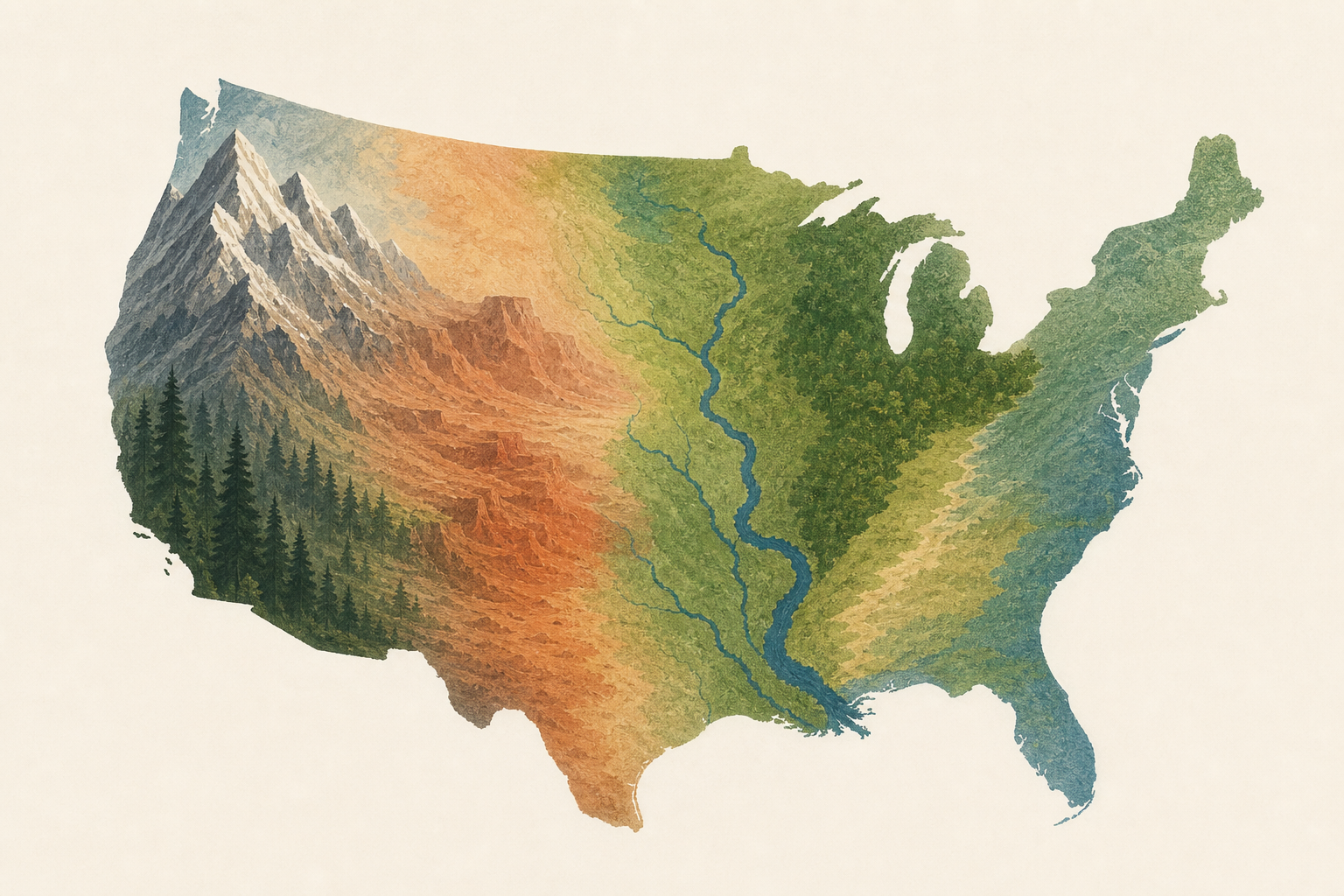 Where nature draws the map - here are 5 ways to look at the US, without state boundaries