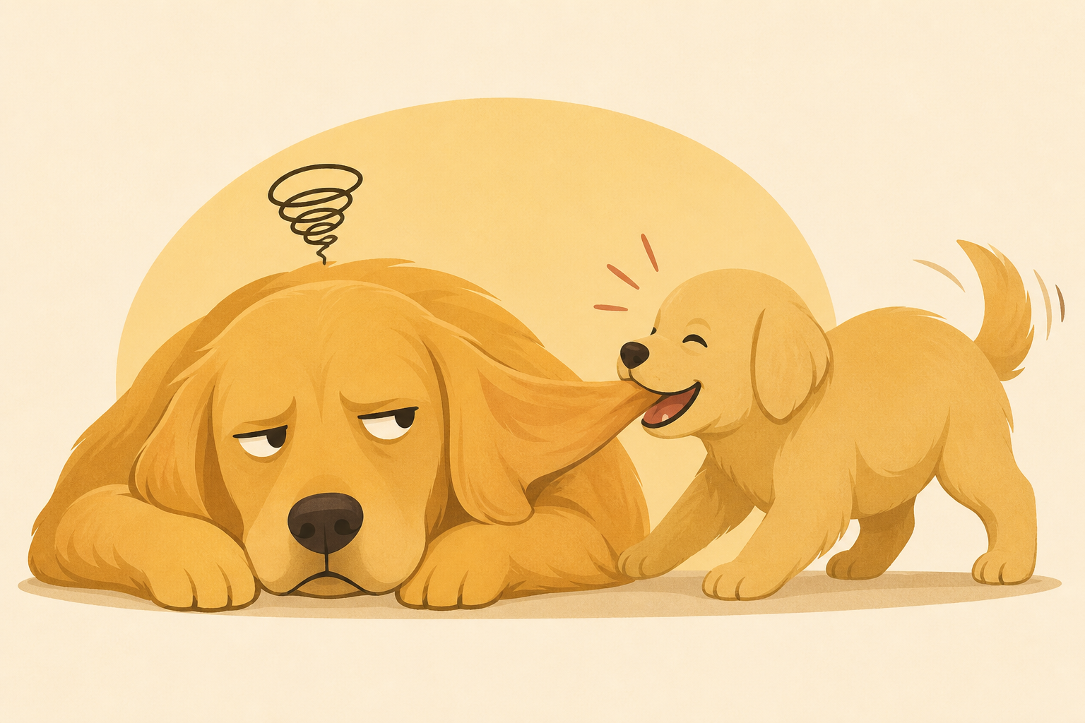 Golden Retriever Suffers Through ‘Annoying’ Little Sister’s Shenanigans