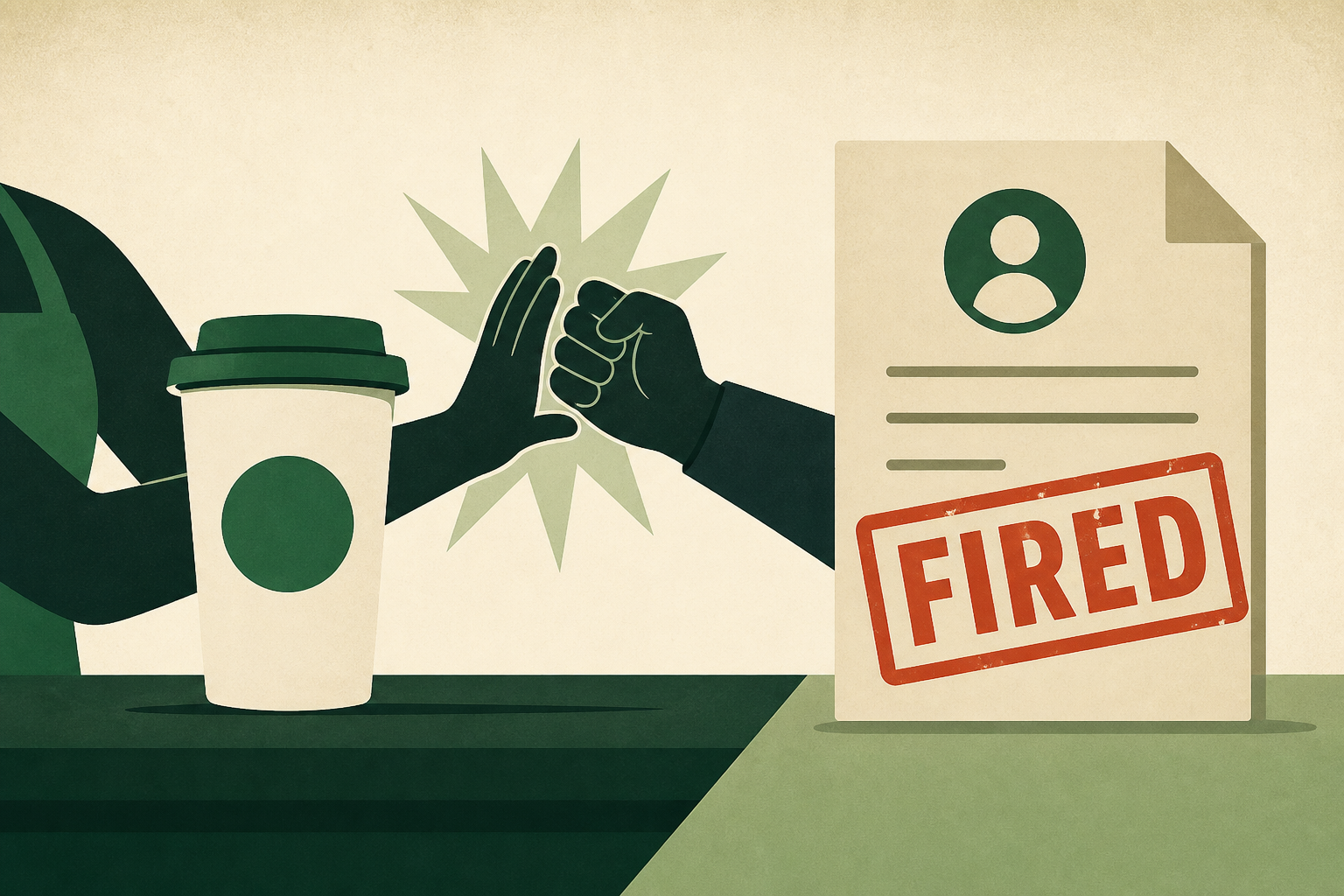 Video shows moment Starbucks employee fights off robbers - and gets fired for it