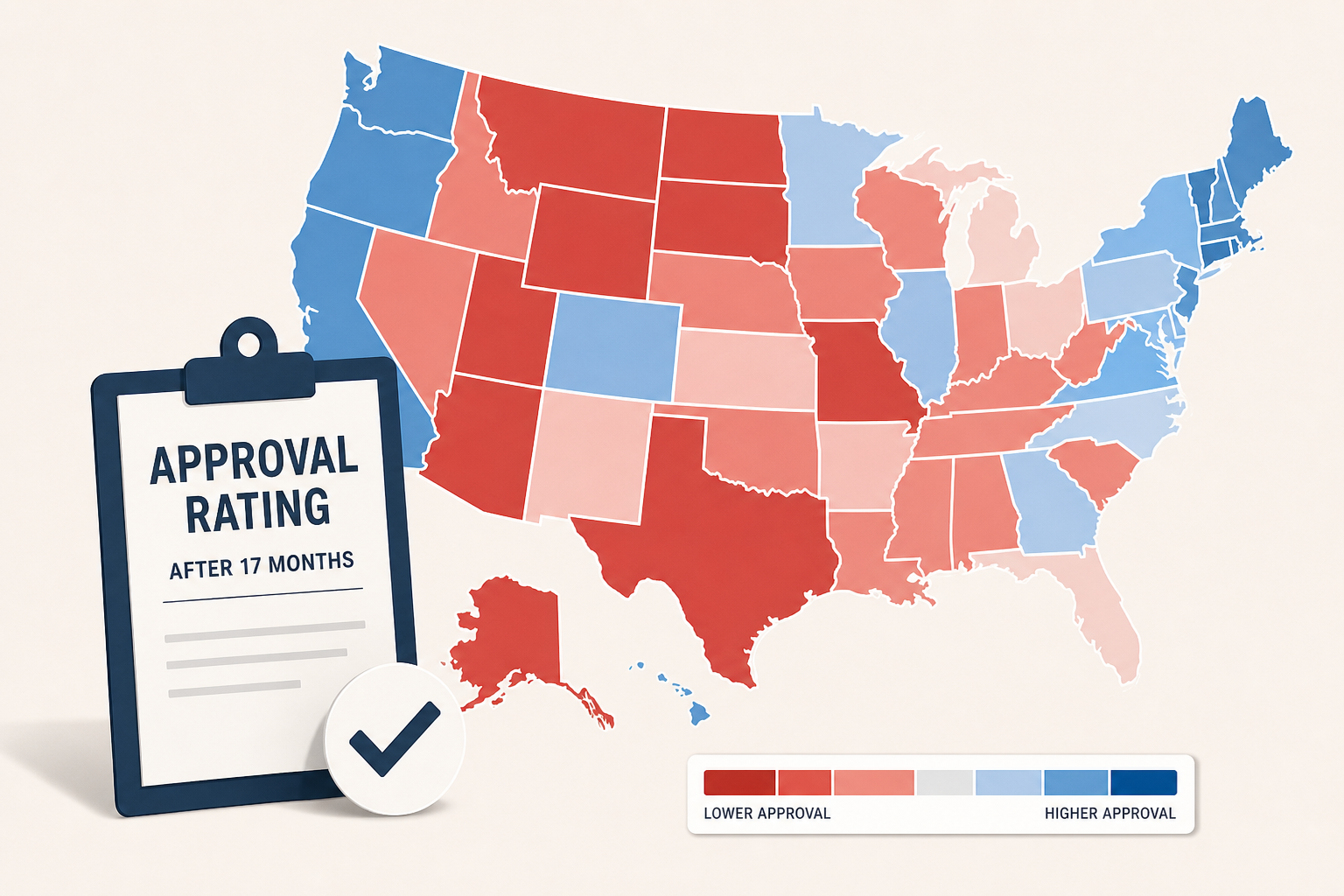 Map Shows Trump's Approval Rating in Each State After 17 Months