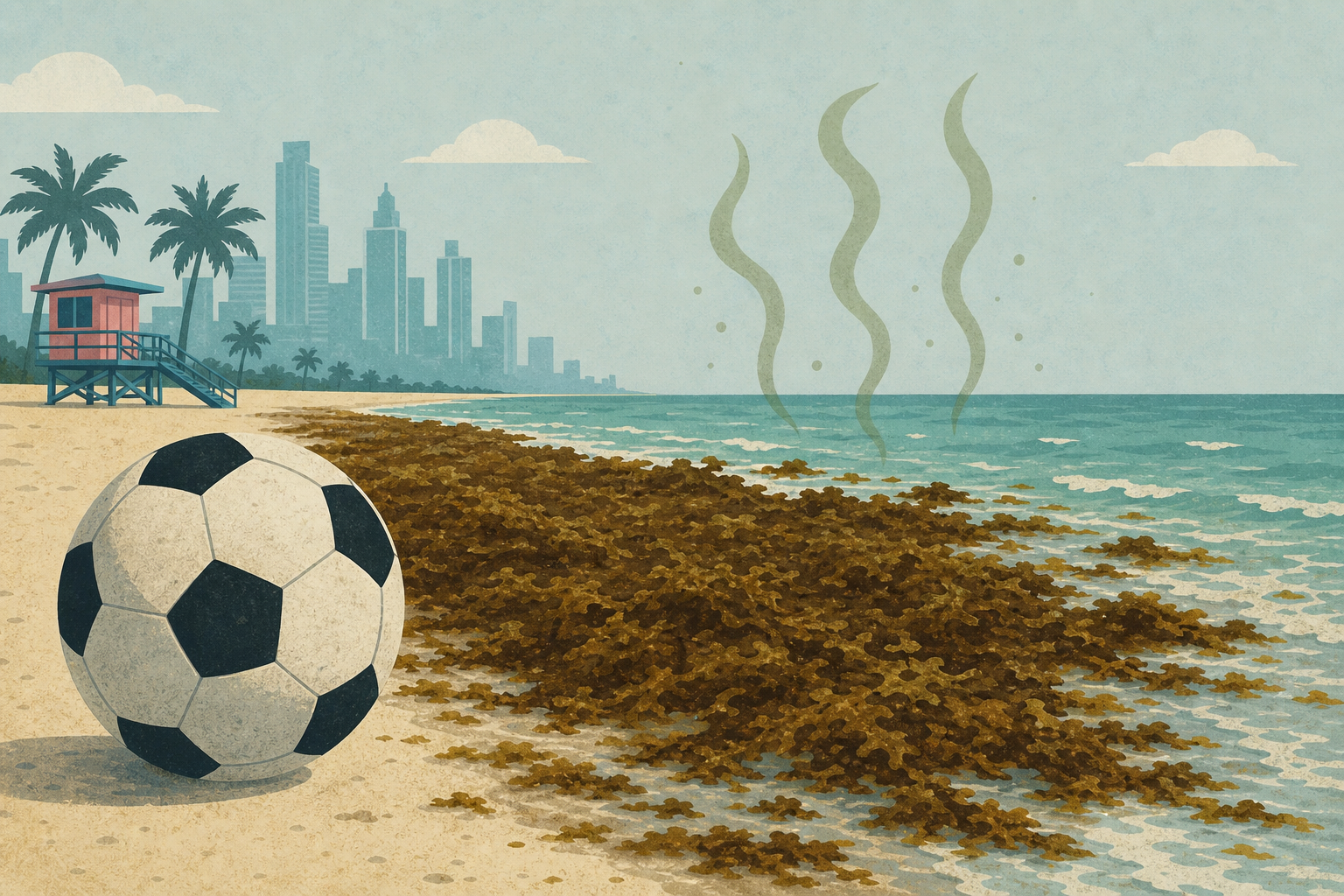World Cup Visitors in Miami Encounter Beaches Thick With Smelly Seaweed