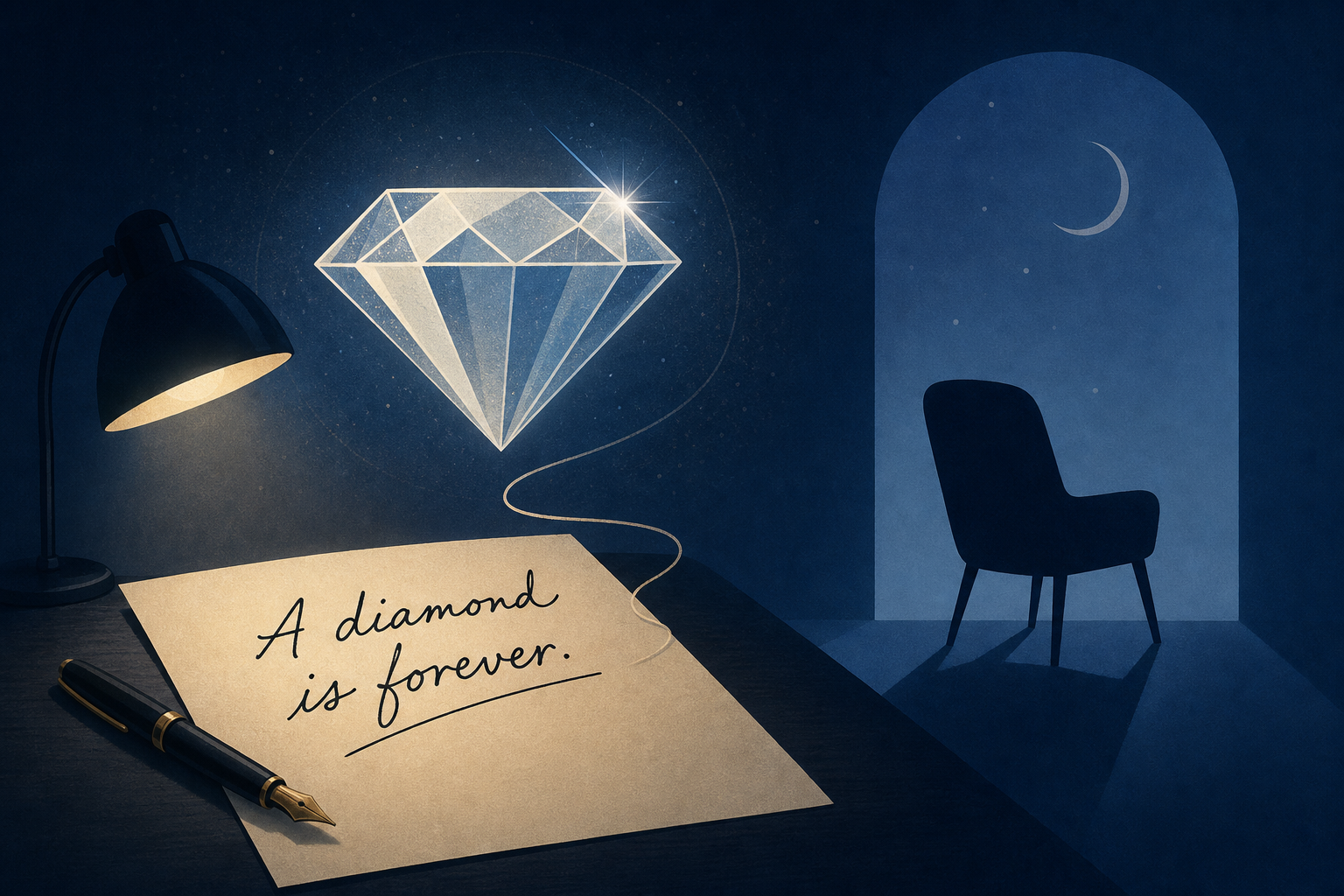 The line 'A diamond is forever' was written in 1947 by a copywriter named Frances Gerety, who worked late one night, scribbled it down — and never married in her entire life