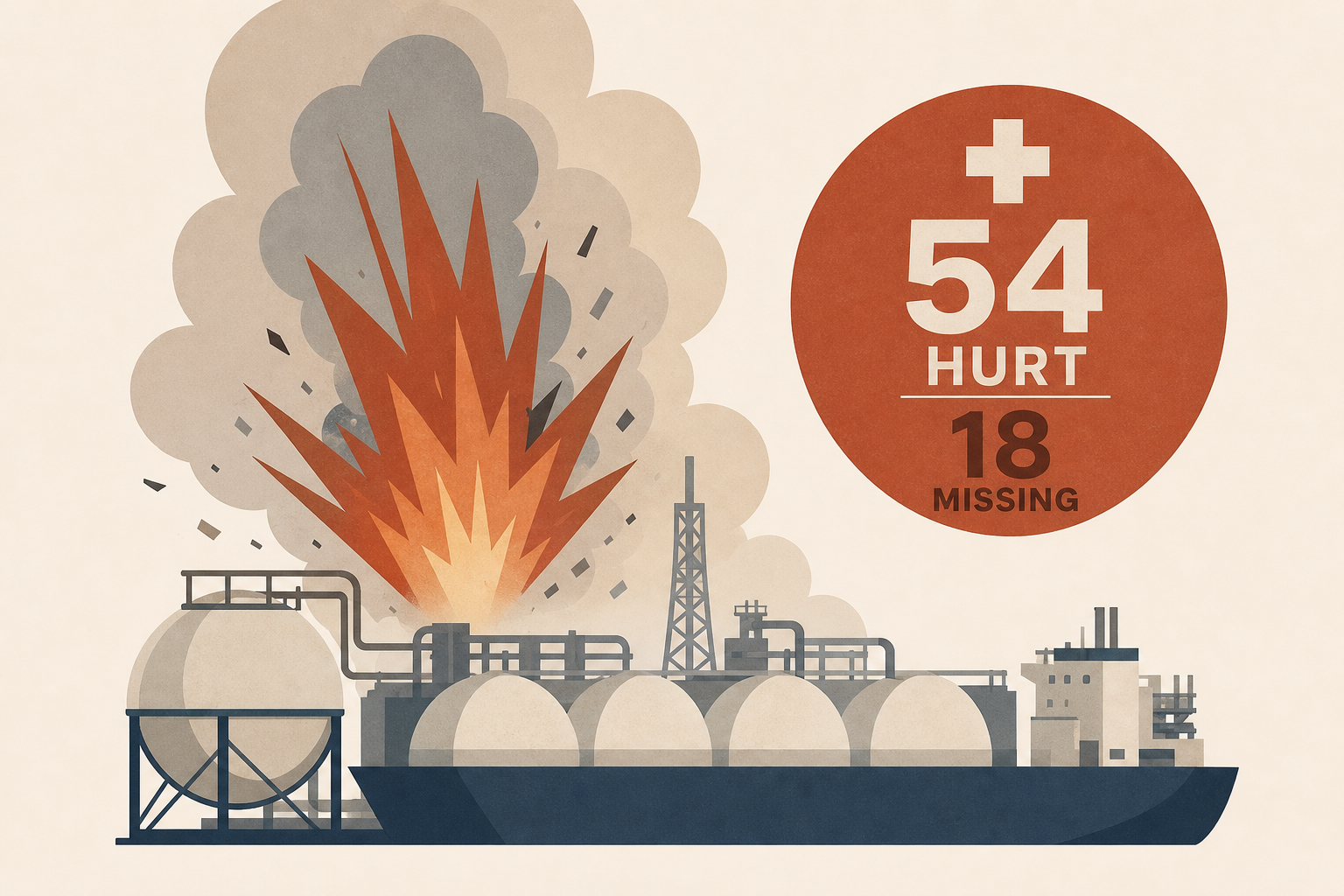 Explosion in Qatar gas export terminal hurts 54 as 18 missing