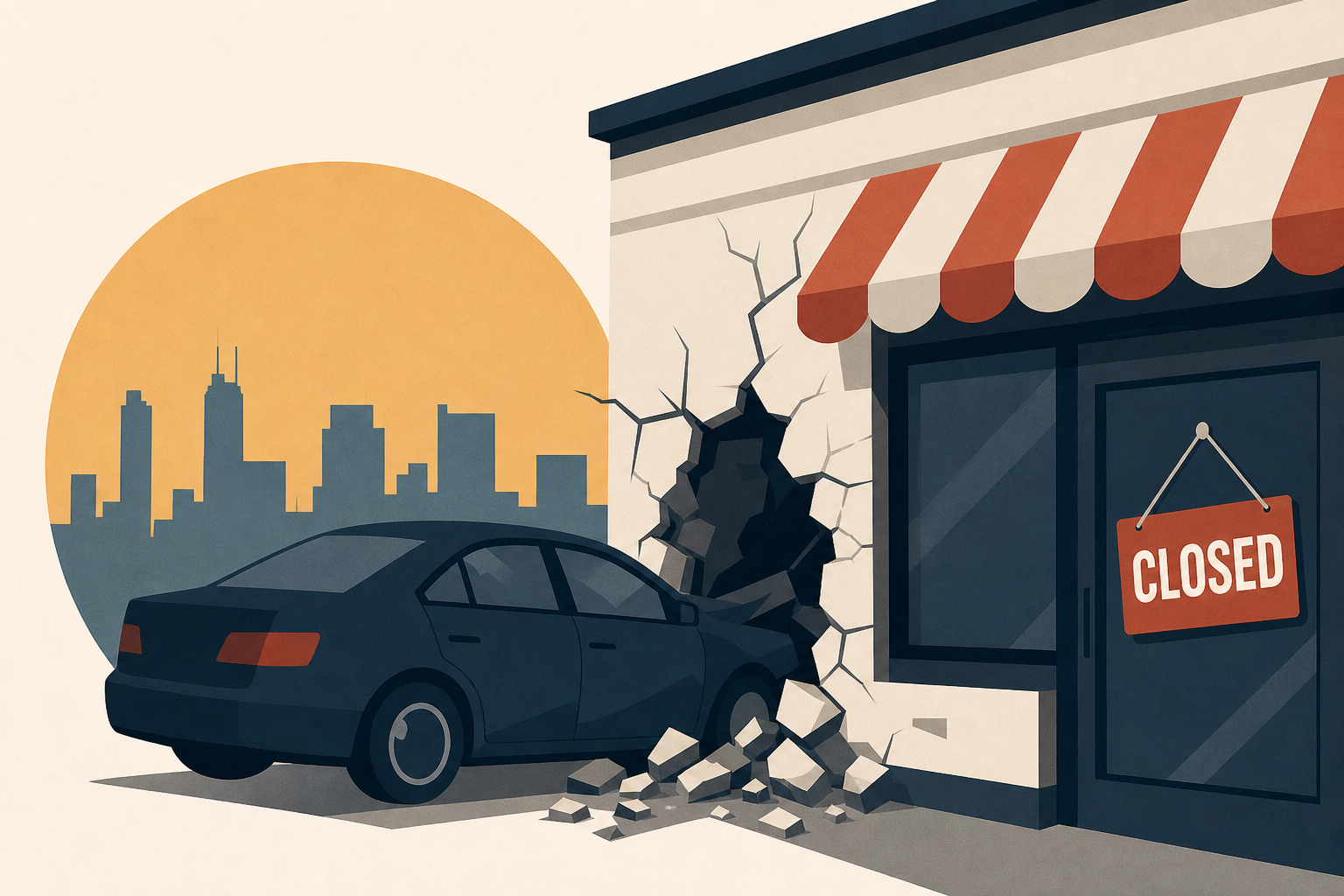 Restaurants close after vehicle crashes into building in Tulsa