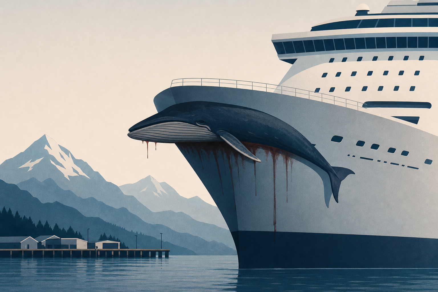 Cruise ship arrives in Seward with dead endangered fin whale on its bow
