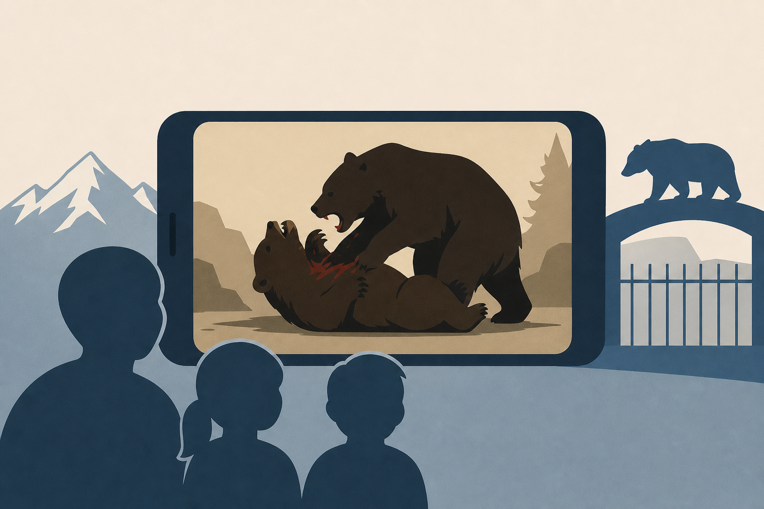 Visitors, including children, watch as one Alaska Zoo bear tears into another in viral video