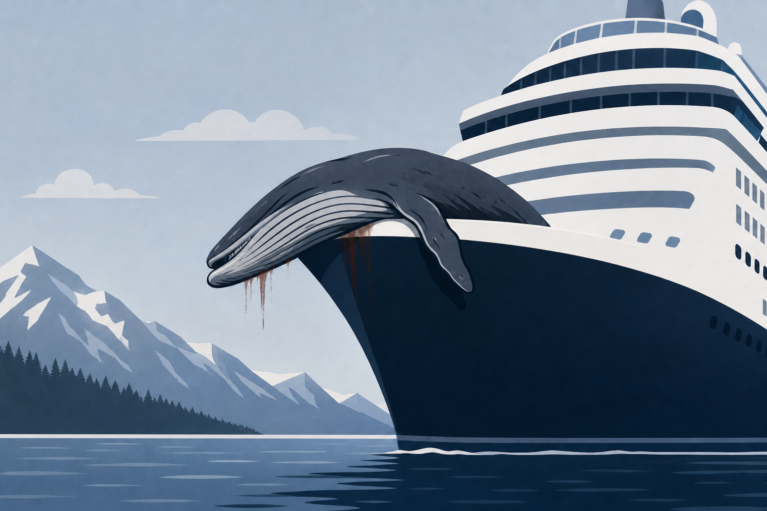 Cruise ship arrives in Alaska with dead fin whale on its bow