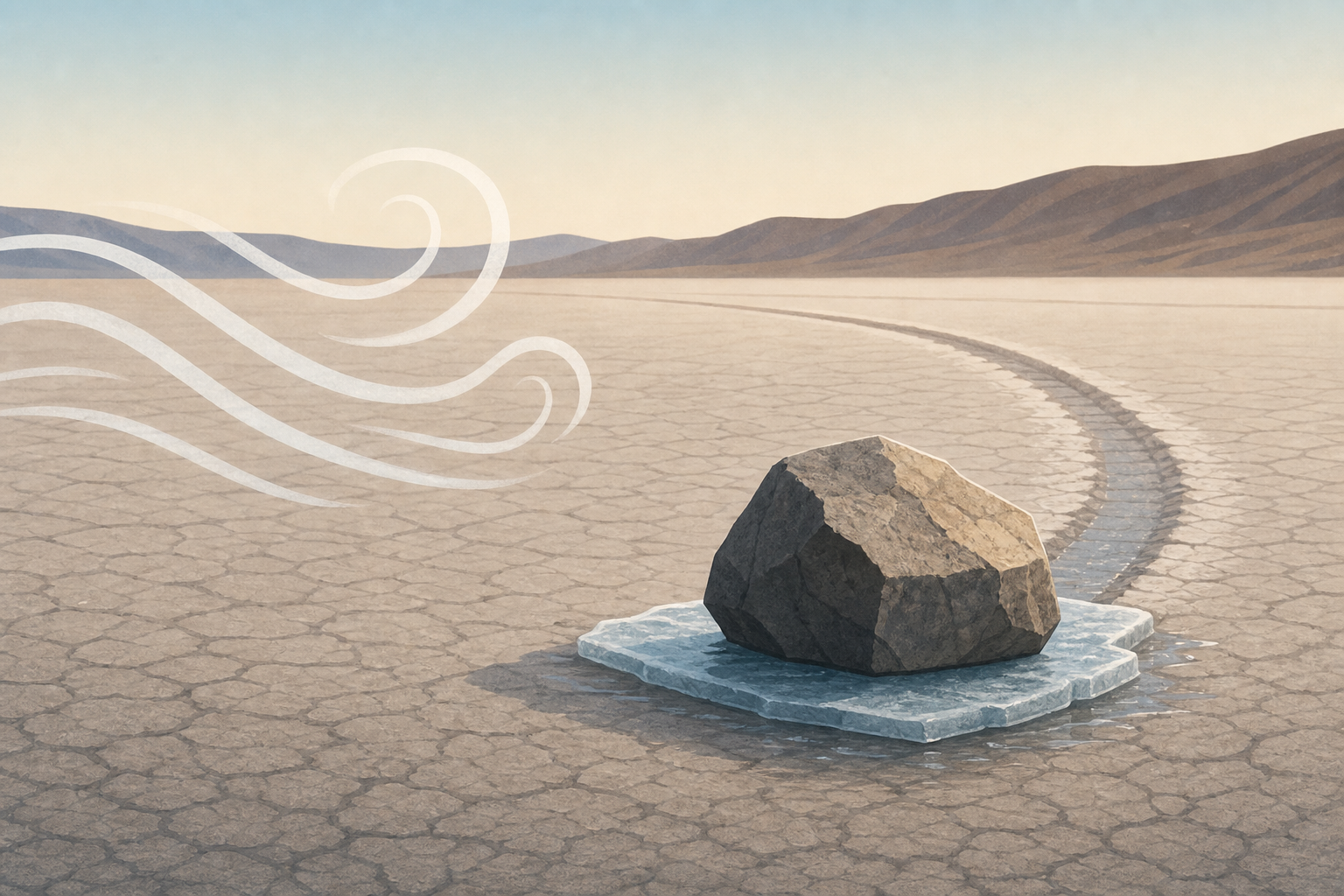 For decades the heavy rocks that carve trails across a Death Valley lakebed were never seen moving, until cameras caught them gliding on thin rafts of melting ice pushed by a light wind