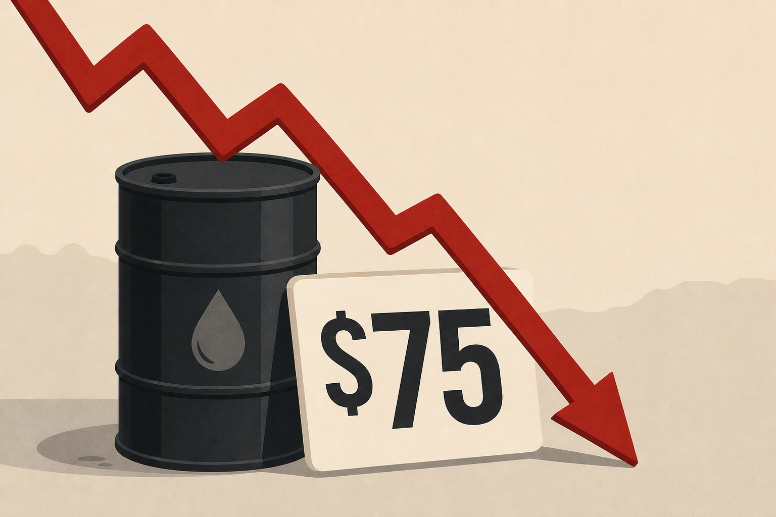 Oil falls below $75 for the first time since March