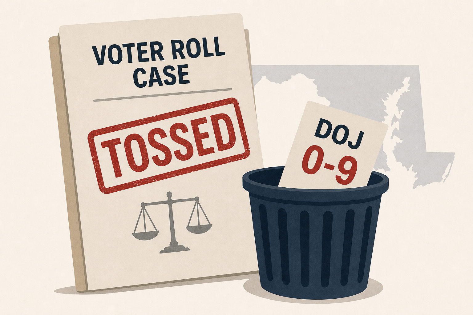 DOJ now 0-9 in voter roll cases after Trump-appointed judge tosses its Maryland demand