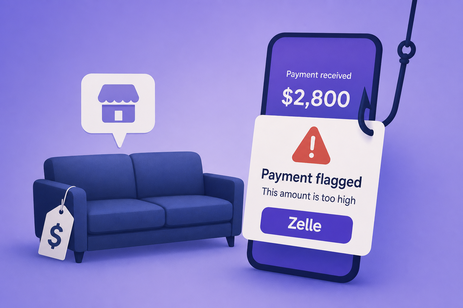 Man sells his couch on Facebook Marketplace. Then Zelle flags the payment for being too high. Then he learns he’s been bamboozled