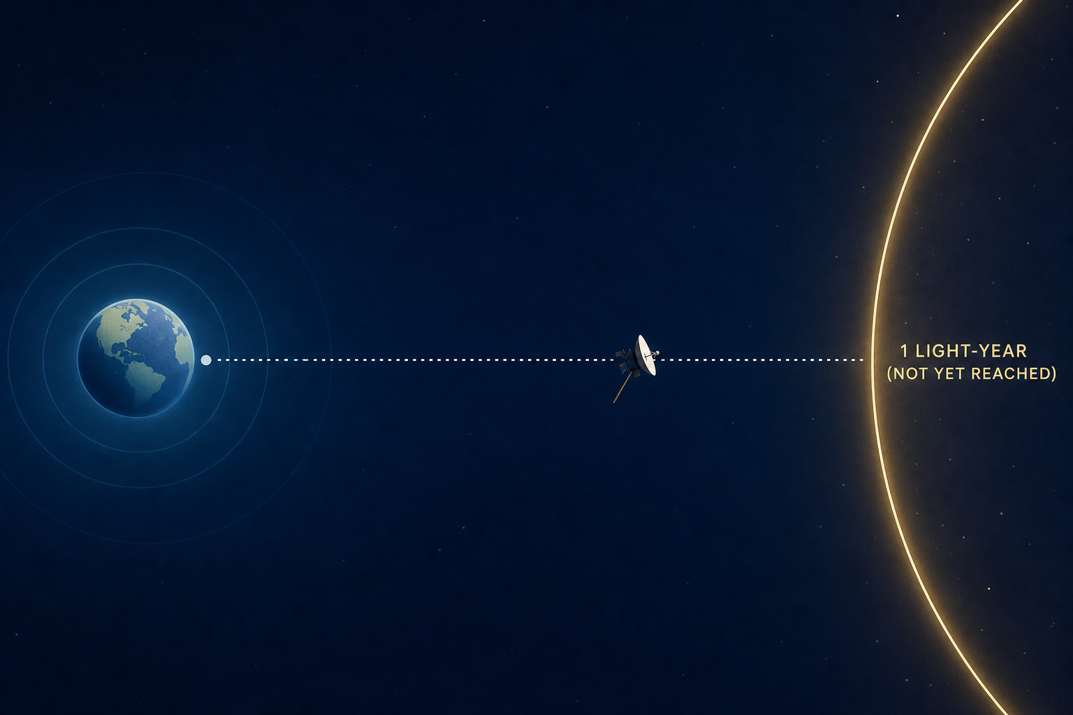 Voyager 1 has been travelling non-stop since 1977, faster than a speeding bullet every second of every day, and it has not yet reached the distance of a single light-year from Earth
