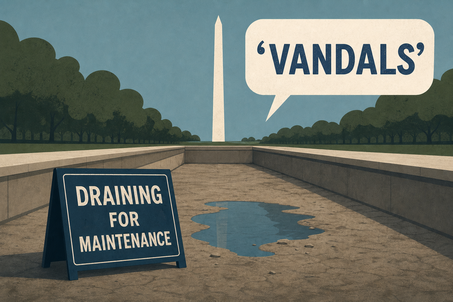 Reflecting Pool to be drained as Trump again blames 'vandals'