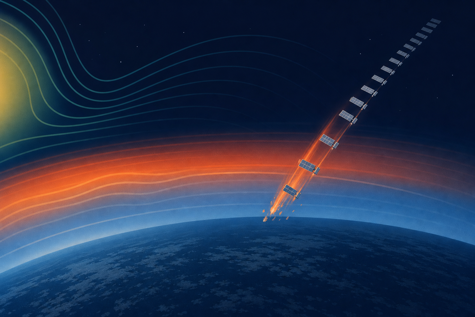 In February 2022, a geomagnetic storm so minor it barely rated a mention thickened the upper atmosphere just enough to drag 40 of SpaceX's freshly launched Starlink satellites back to a fiery death