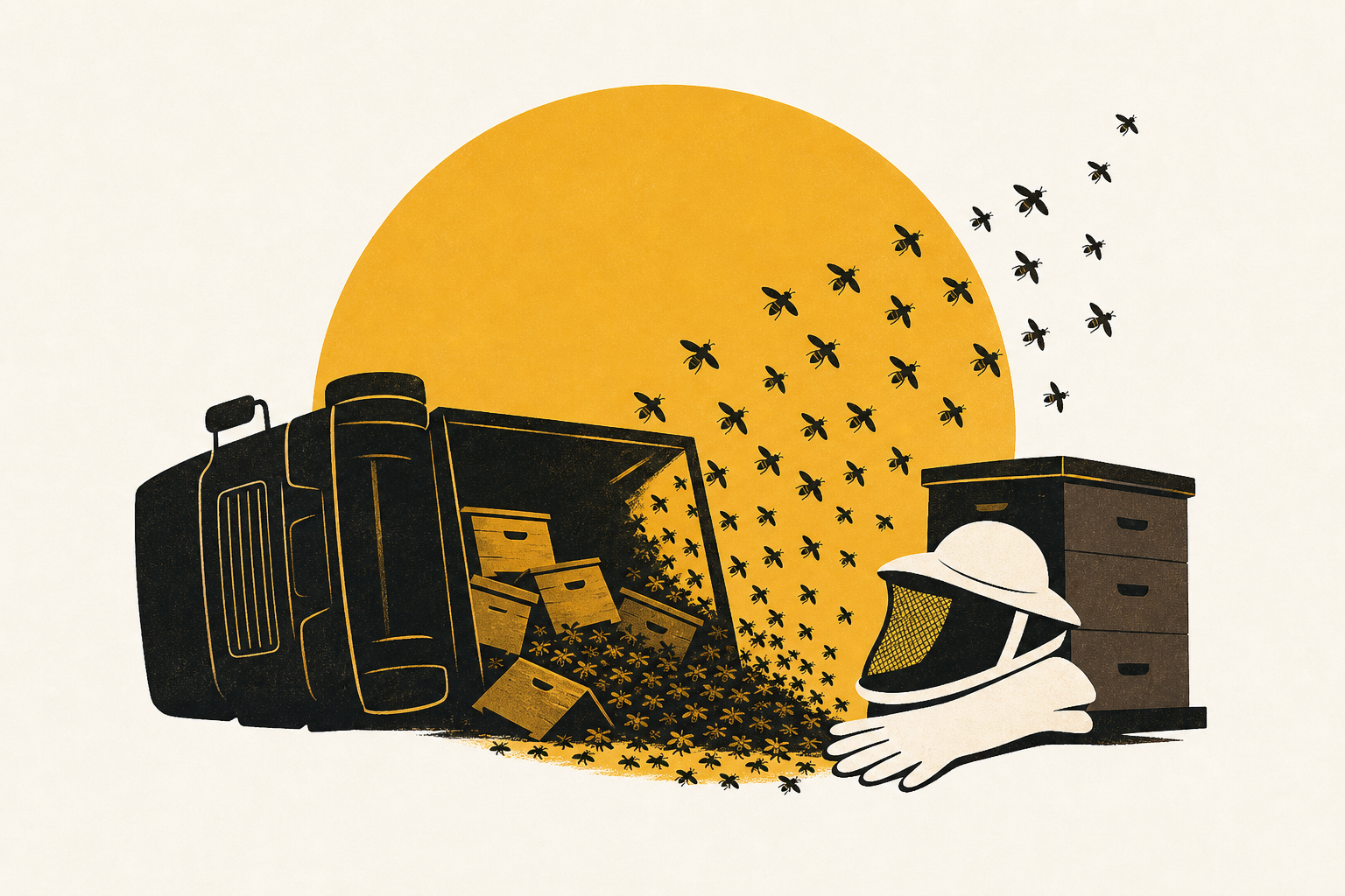 Frantic rescue: Beekeepers rescue millions of bees after truck overturns
