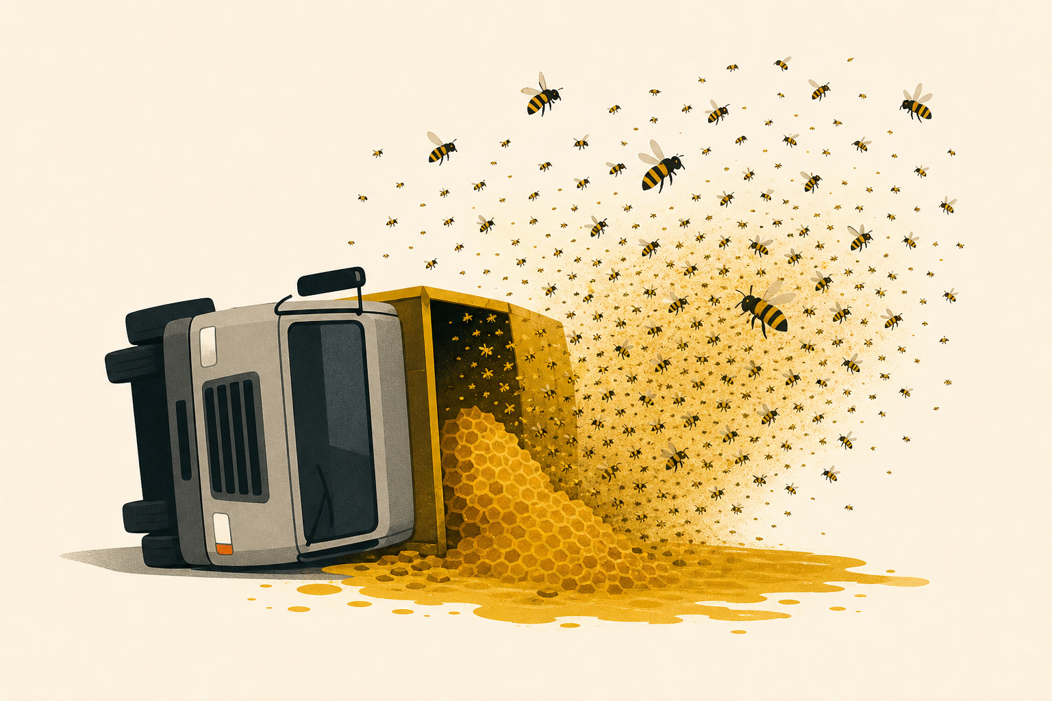 After Truck Overturns, a 'Heavy Presence of Bees'