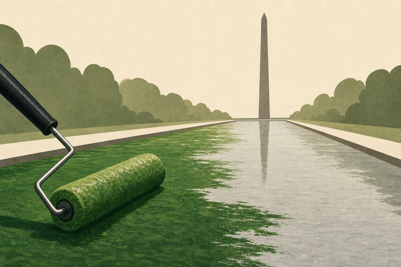 It’s not easy being green: Trump’s botched reflecting pool becomes 2,028ft metaphor