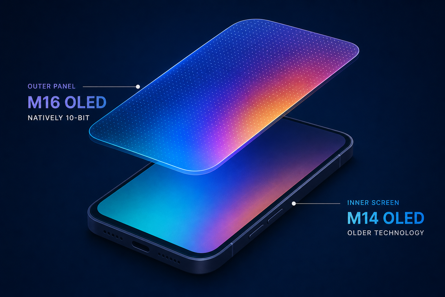 Apple Will Equip The Outer Panel Of The iPhone Ultra With Samsung's Cutting-Edge, Natively 10-Bit M16 OLED, While Retaining The Older M14 OLED For The Inner Screen