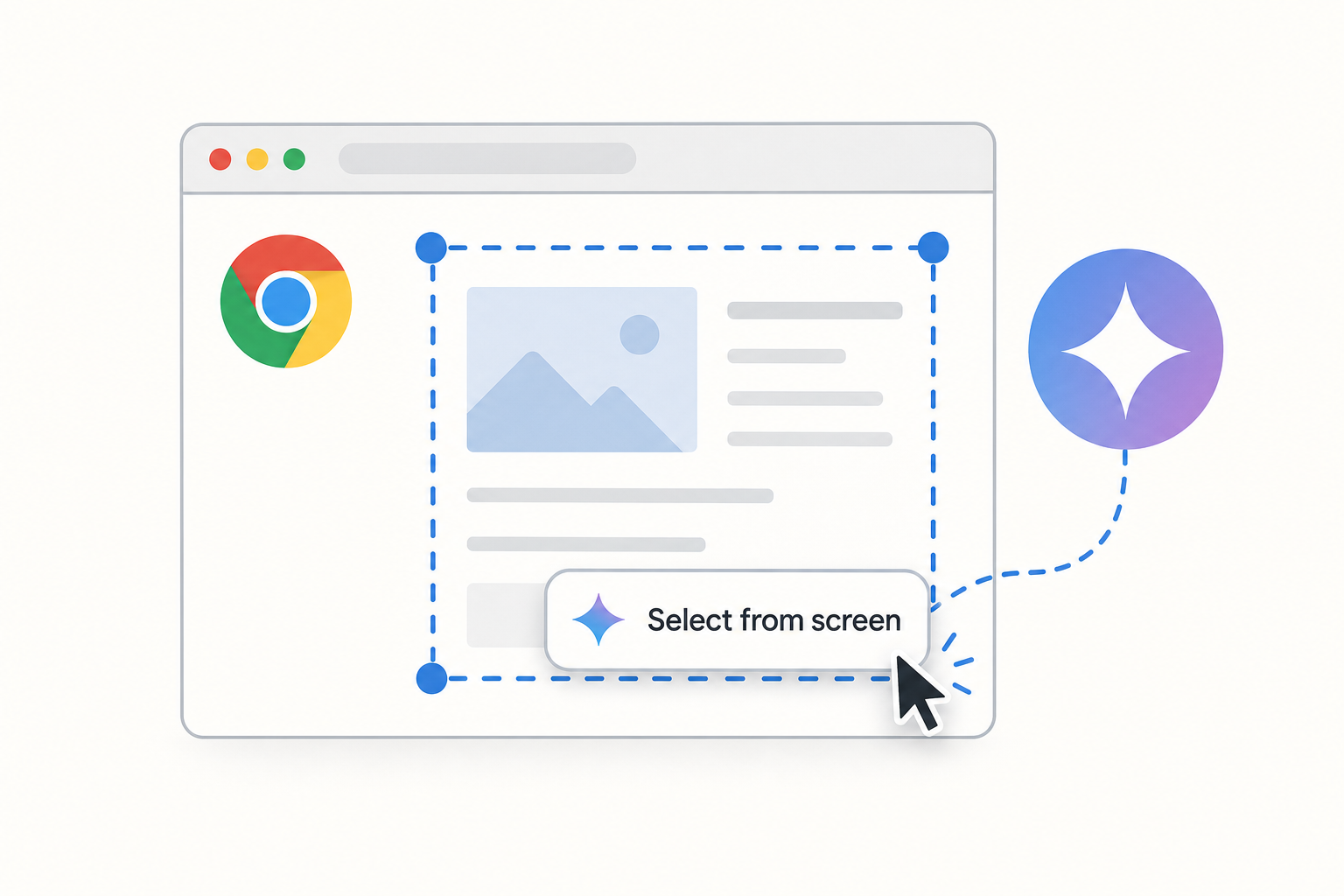 Gemini in Chrome adds ‘Select from screen’ tool