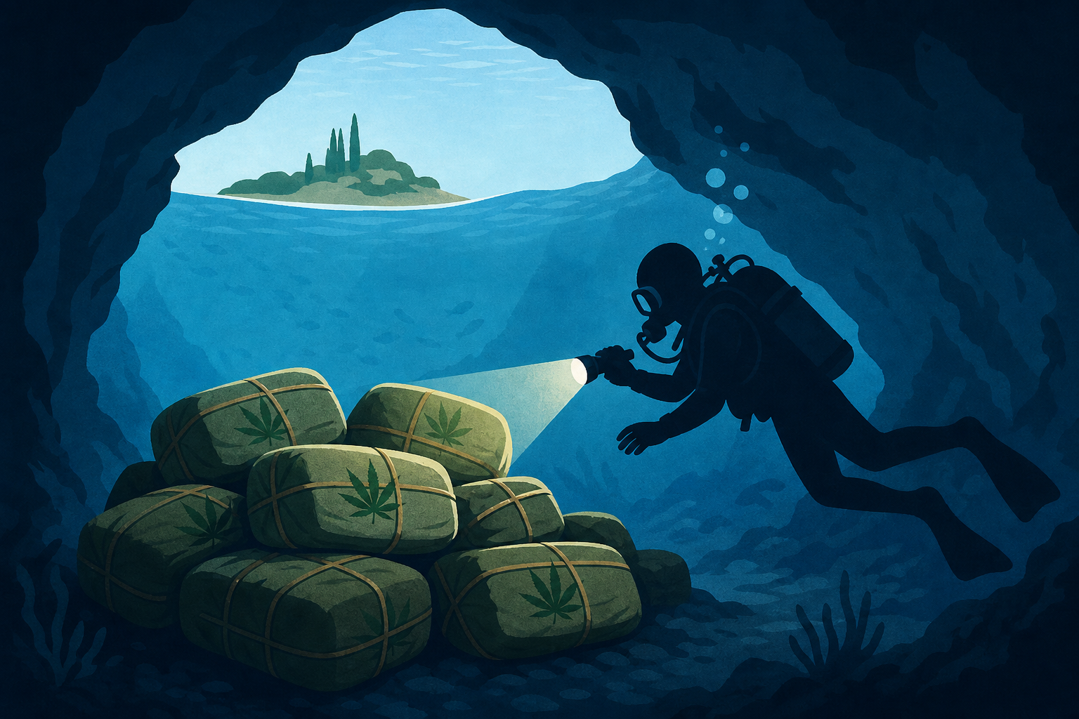 Italian police divers find huge cannabis stash in sea cave off celebrity holiday island