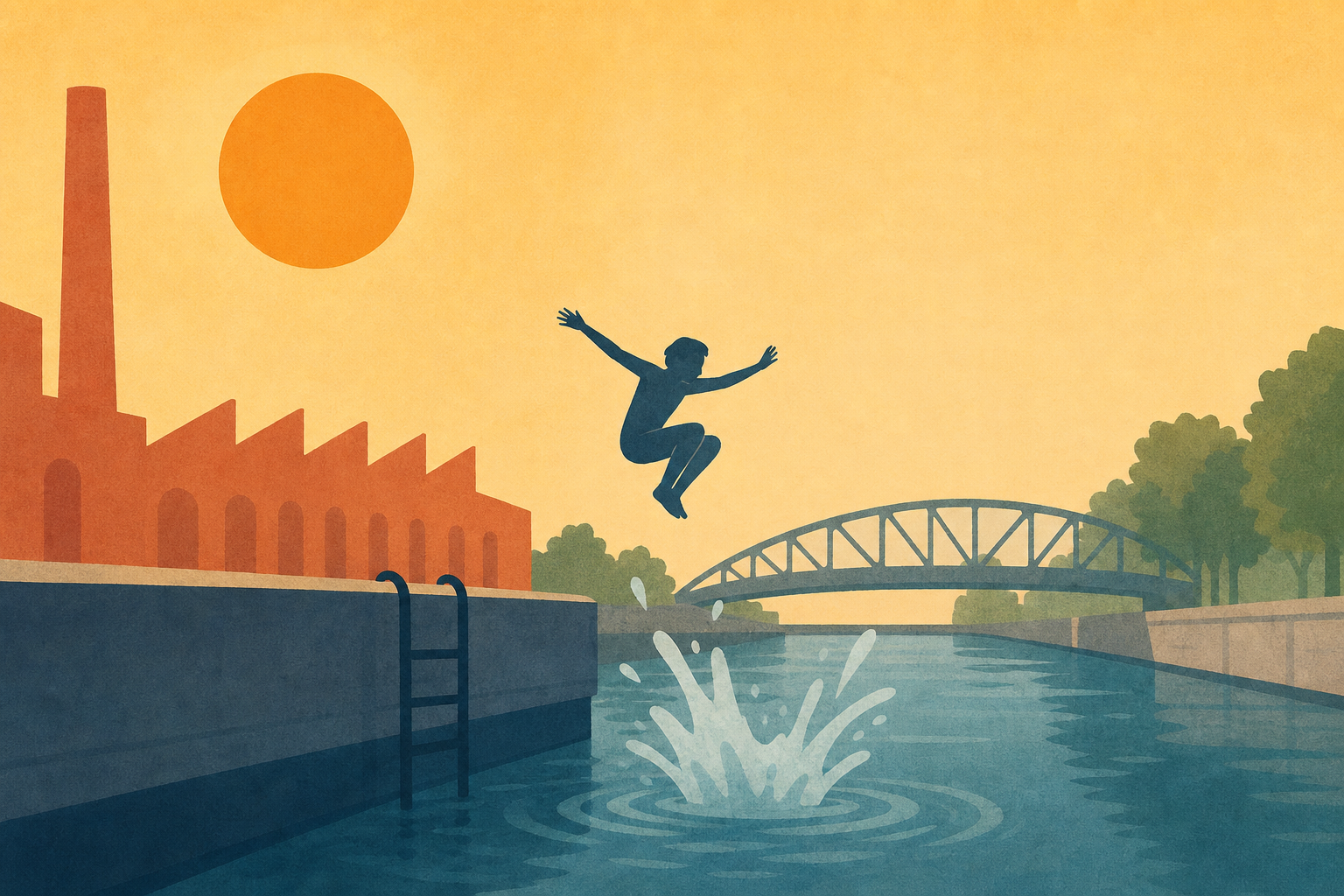 To Escape the Heat, Parisians Jump into an Old Industrial Canal