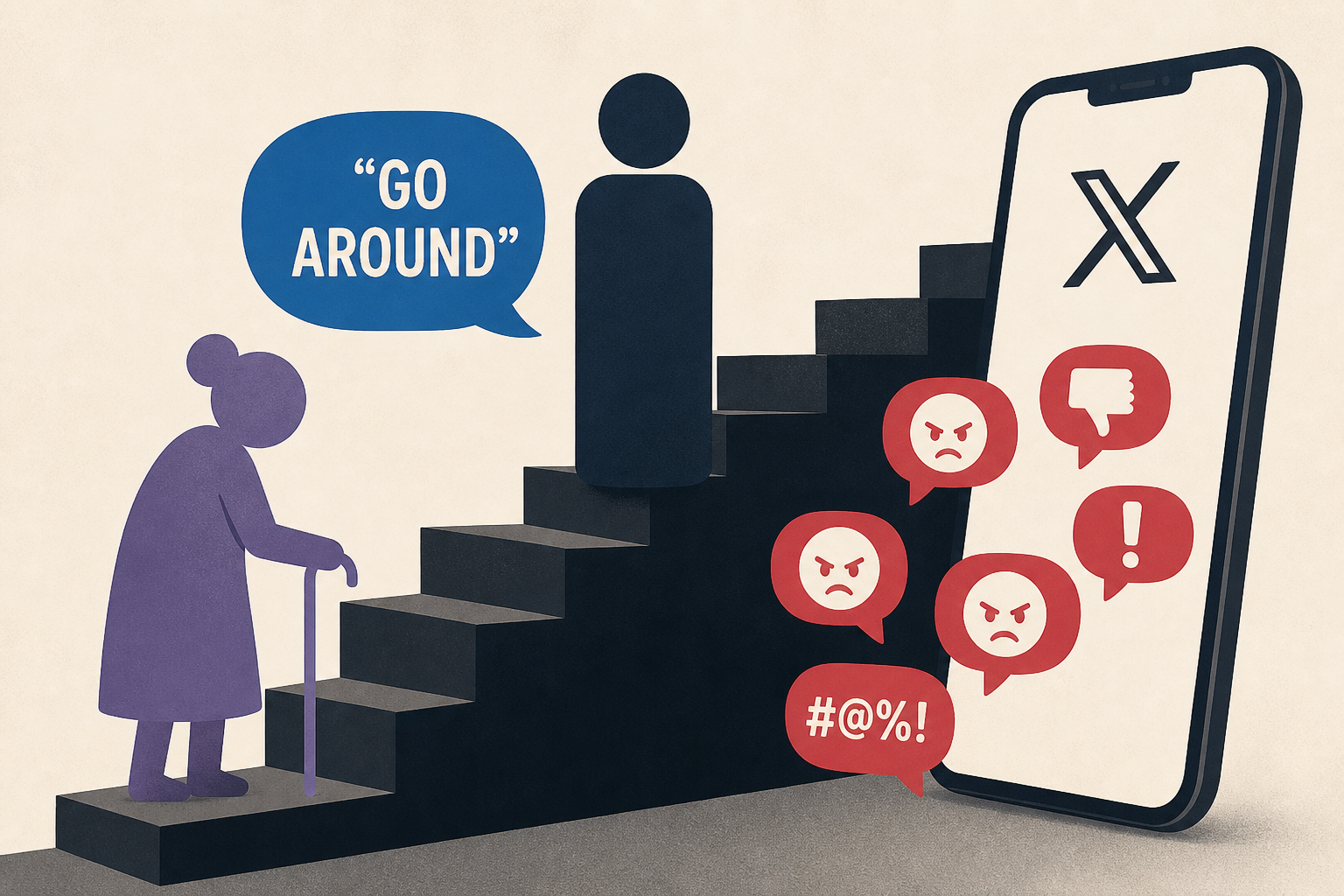 A Man Refused to Move for an 80-Year-Old Woman on a Staircase and Told Her to ‘Go Around’ - X Is Not Having It