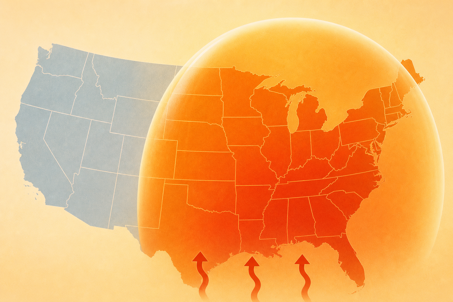 A heat dome over the eastern half of the US is expected next week