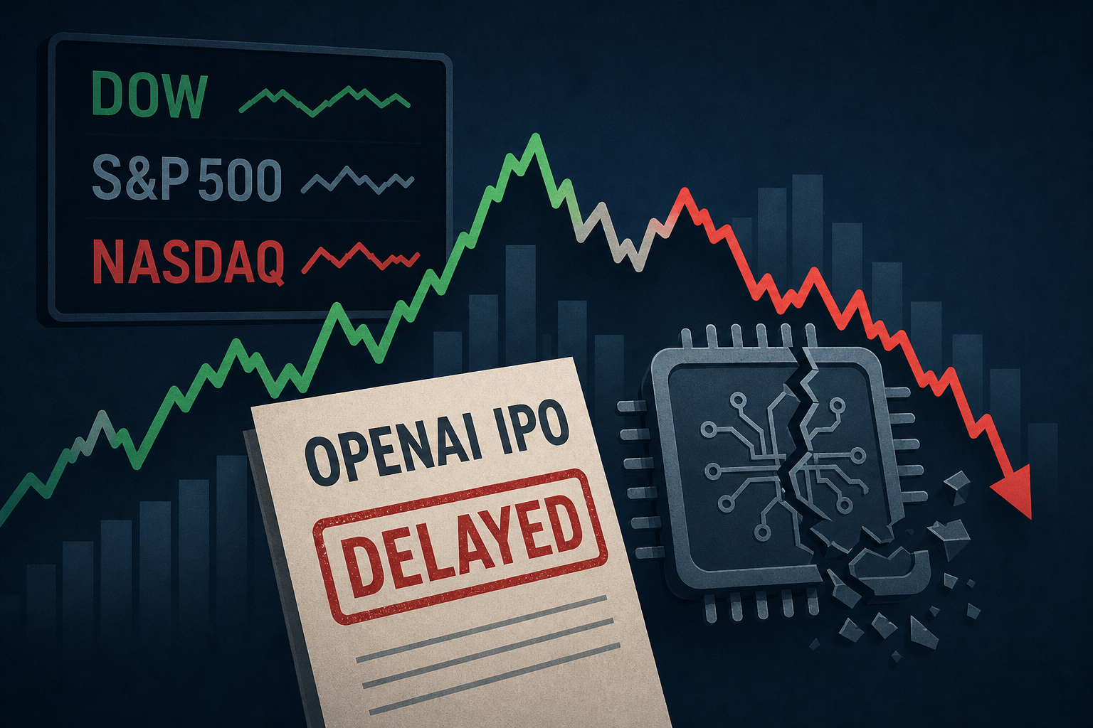 Stock market today: Dow, S&P 500, Nasdaq waver as report of OpenAI IPO delay rattles chip stocks
