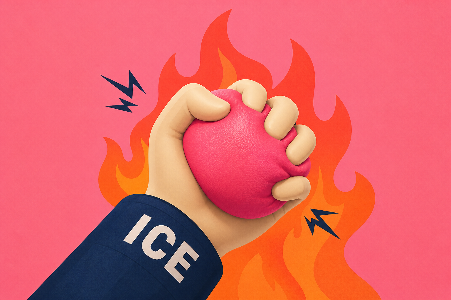 ICE Barbie Replacement Furiously Squeezes Pink Stress Ball in Fiery Meltdown