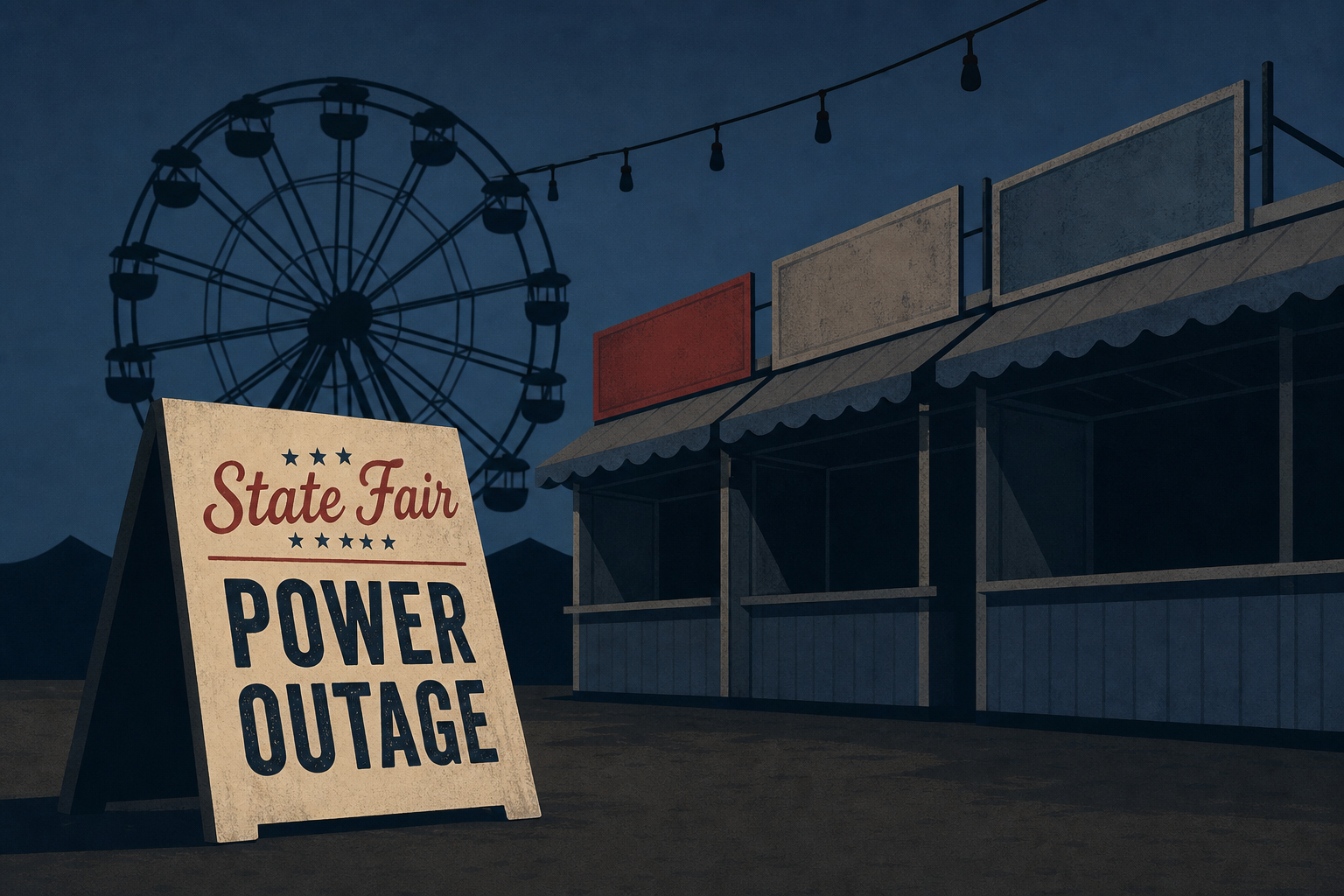 Great American State Fair opens with power outages, empty booths