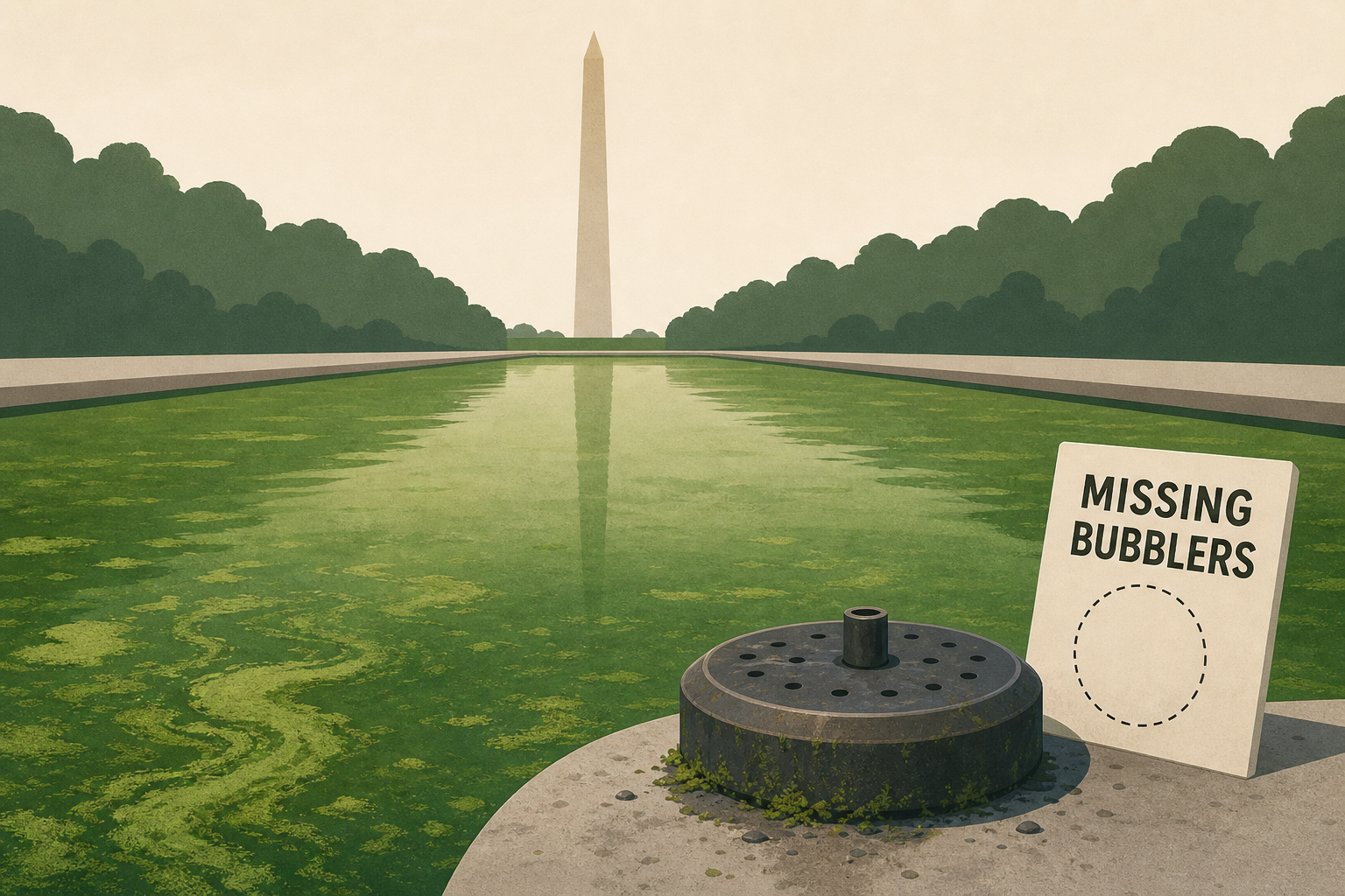 How the Reflecting Pool Turned Green: Missing ‘Bubblers’ and a Rush Job