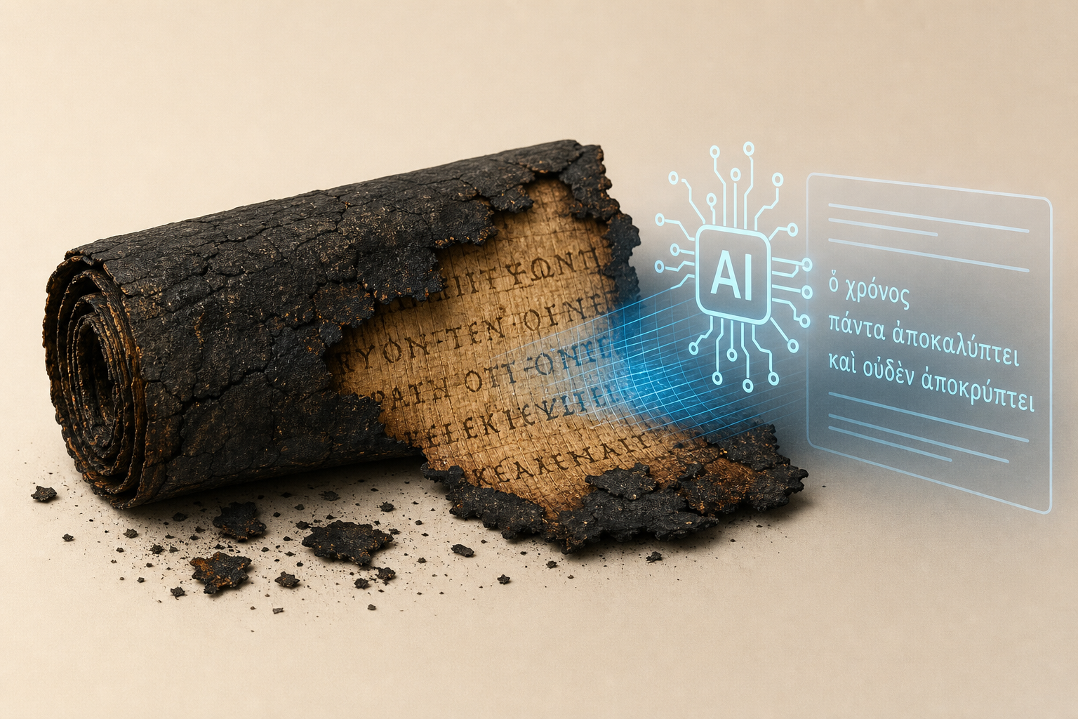Papyrus scroll burnt to a crisp during Vesuvius eruption deciphered with help of AI