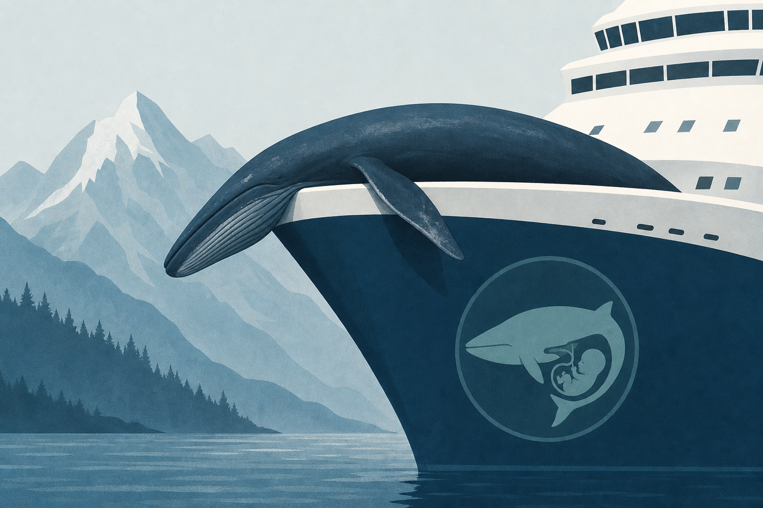 Dead, pregnant endangered fin whale found on bow of Alaska cruise ship
