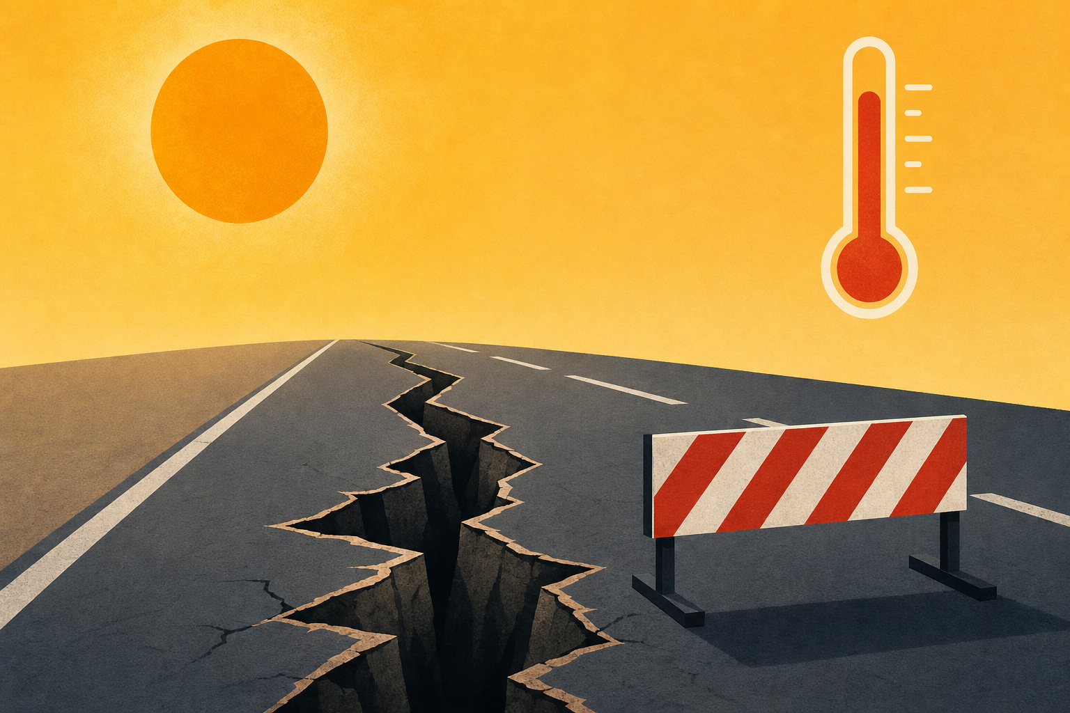 It's so hot in Germany the Autobahn literally burst open at the seams and had to be closed down