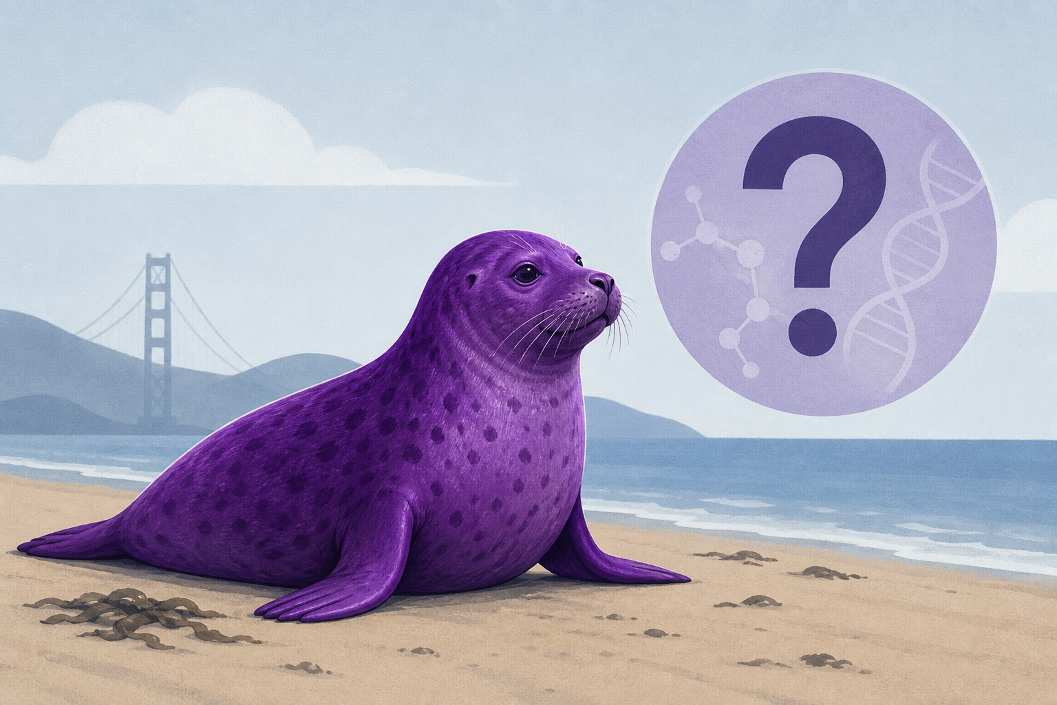 Bright purple seal appears on Bay Area beach, baffling experts