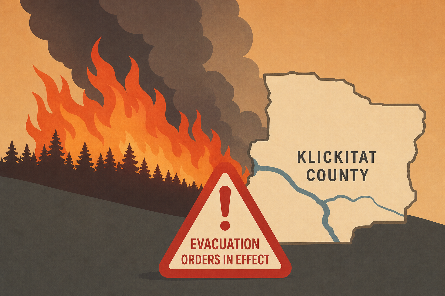 Lyle Hill Fire now burning 1,500 acres in Klickitat County; Evacuation orders in effect