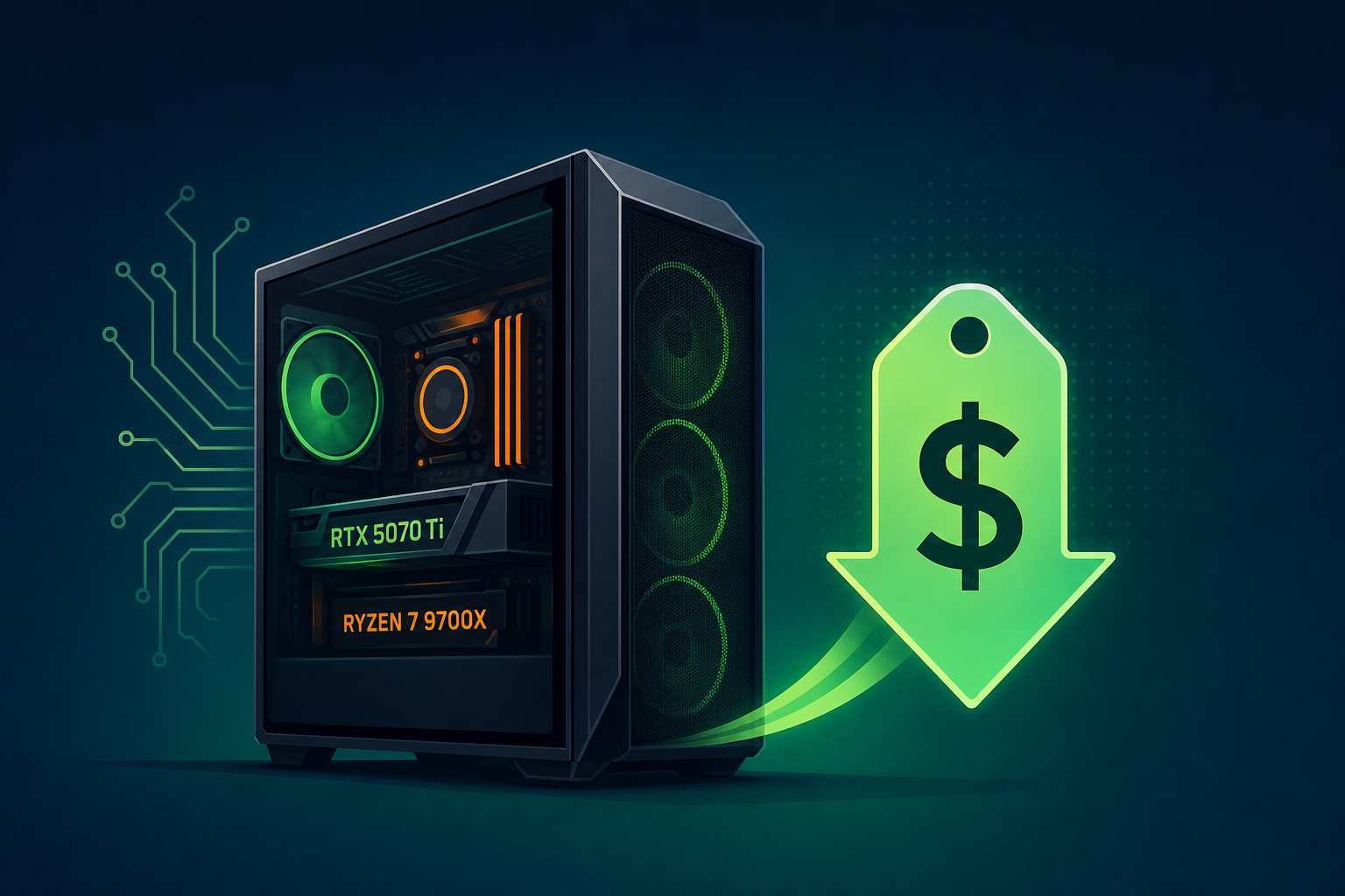 Potent RTX 5070 Ti, Ryzen 7 9700X gaming PC price falls again in latest Amazon deal