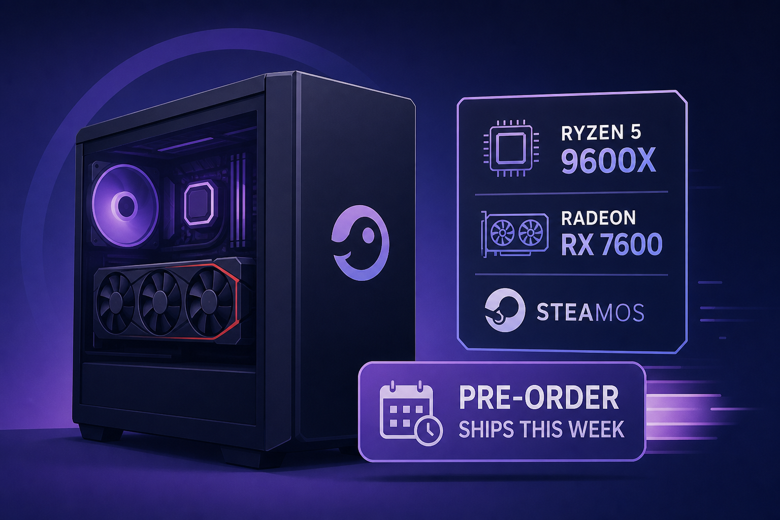 SteamOS gaming PC with RX 7600 and Ryzen 5 9600X combo now available to pre-order and ships this week
