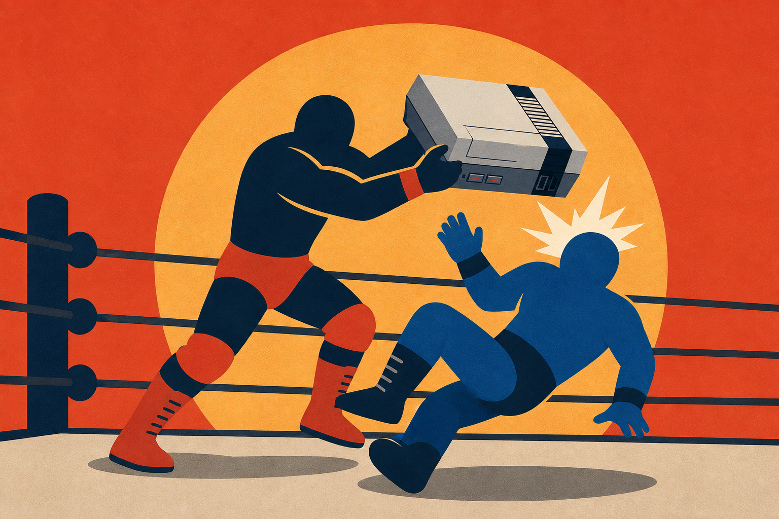 Here's Some Wrestlers Hitting Some Other Wrestlers With A NES