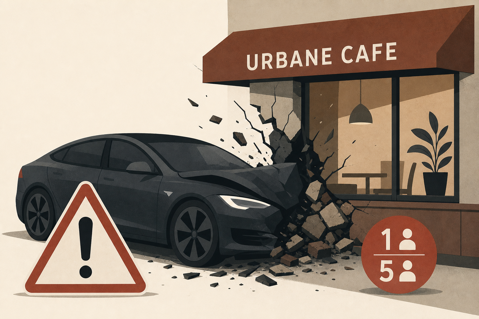 1 killed, 5 injured after Tesla crash at Urbane Cafe restaurant in Simi Valley